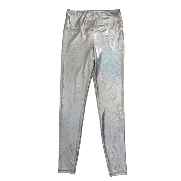 Forever 21 Metallic Silver Iridescent Leggings Size S - Picture 1 of 6